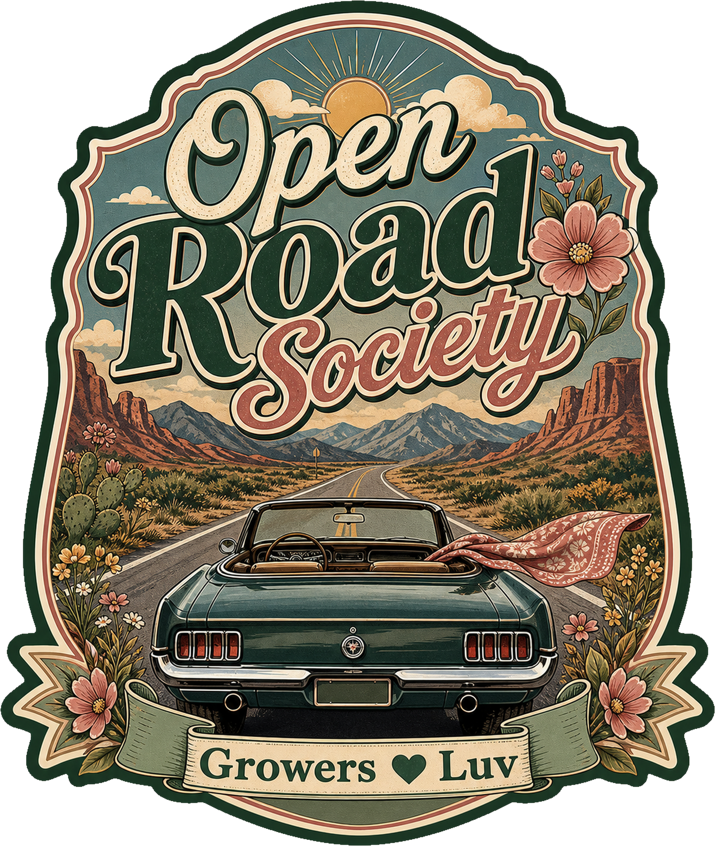 Open Road Society Large Natural Tote Bag artwork detail