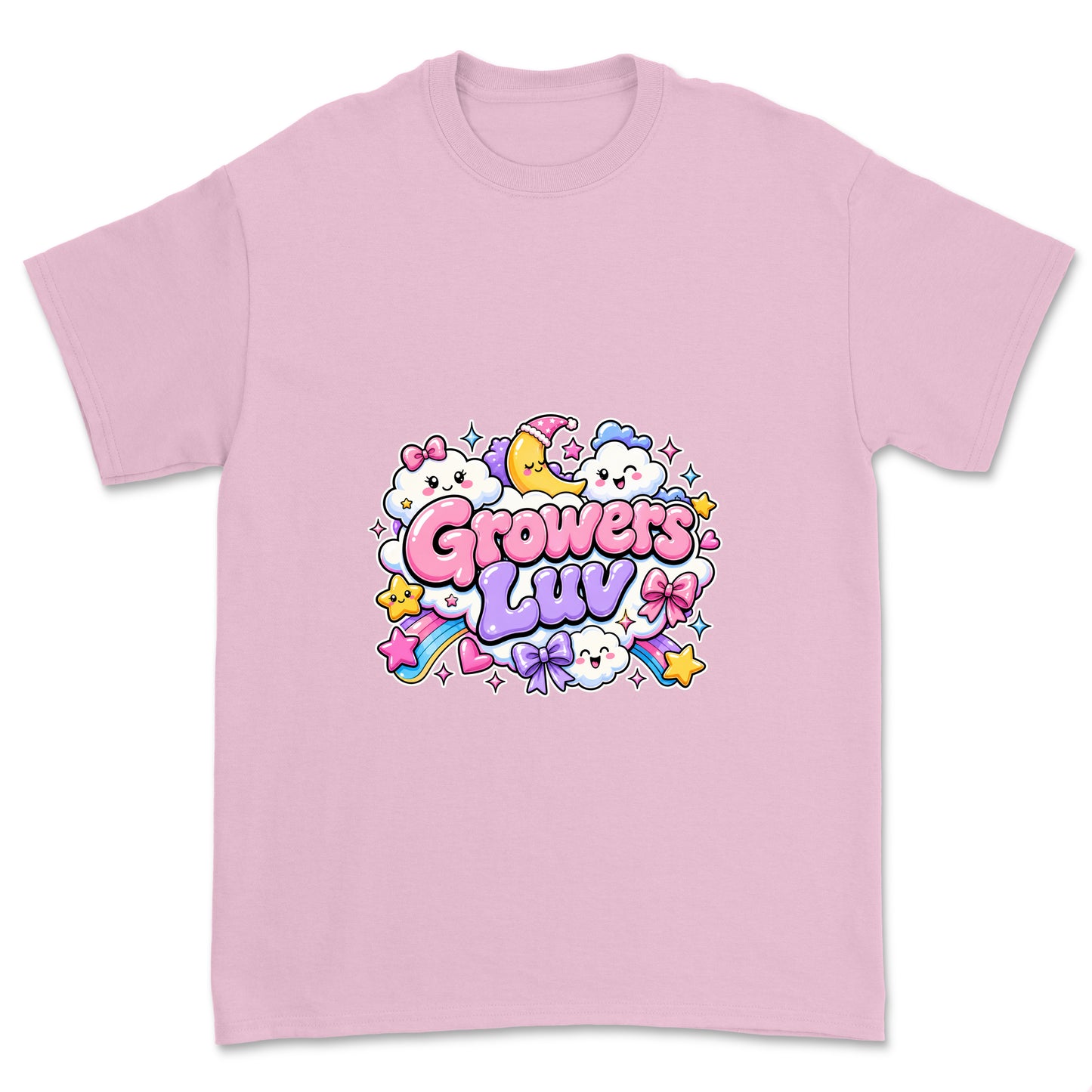 Kawaii Cloud Youth Graphic Tee in Light Pink