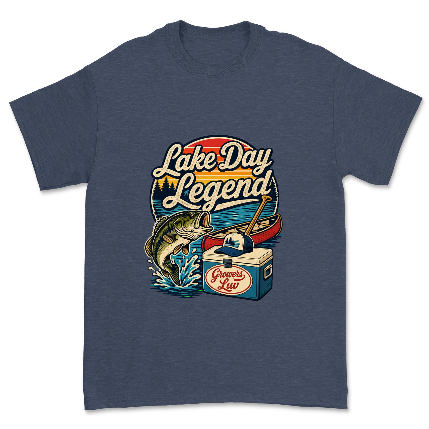 Lake Day Legend Men's Gildan Graphic Tee in Heather Navy