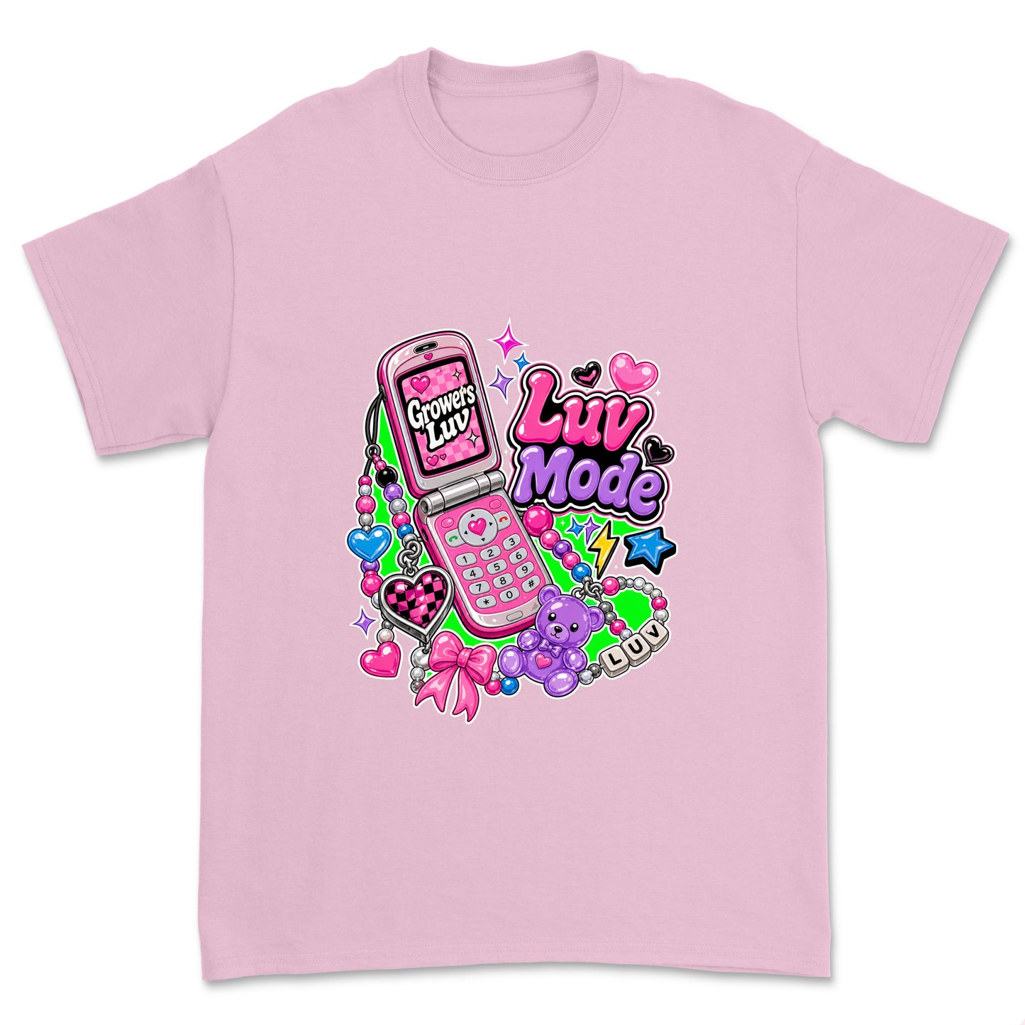 Luv Mode Phone Youth Graphic Tee in Light Pink