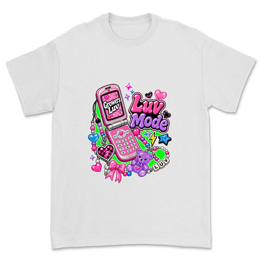 Luv Mode Phone Youth Graphic Tee in White