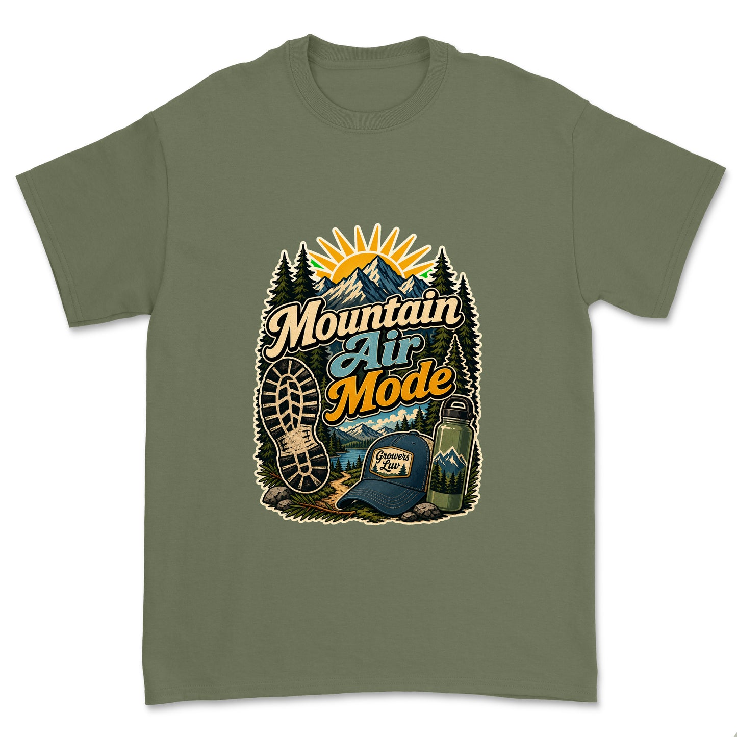 Mountain Air Mode Men's Gildan Graphic Tee in Military Green