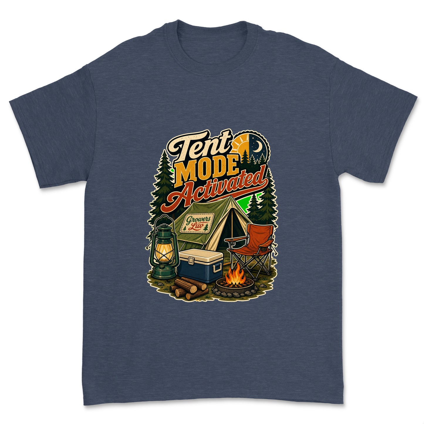 Tent Mode Activated Men's Gildan Graphic Tee in Heather Navy