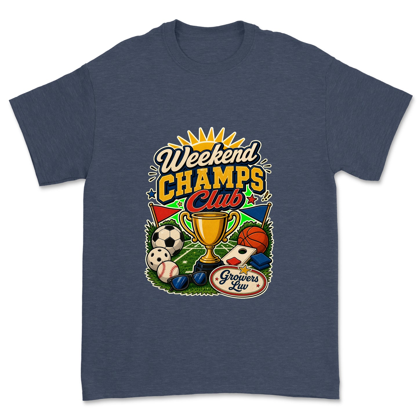 Weekend Champs Club Men's Gildan Graphic Tee in Heather Navy