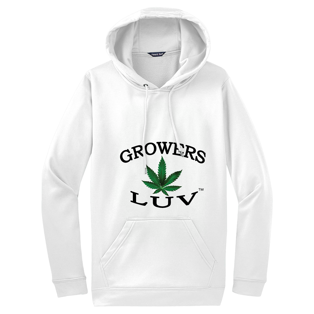 Growers Luv White Hoodie Sweatshirt With Pocket