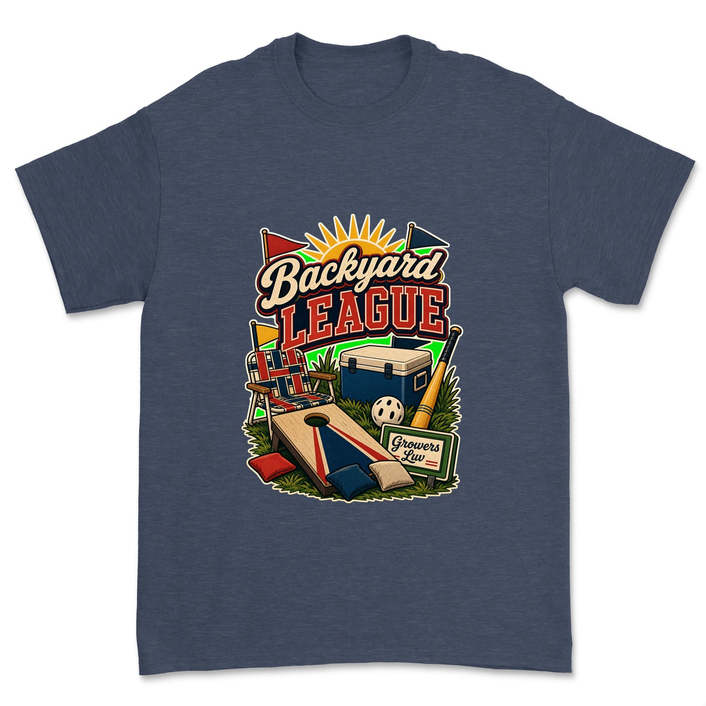 Backyard League Men's Gildan Graphic Tee in Heather Navy