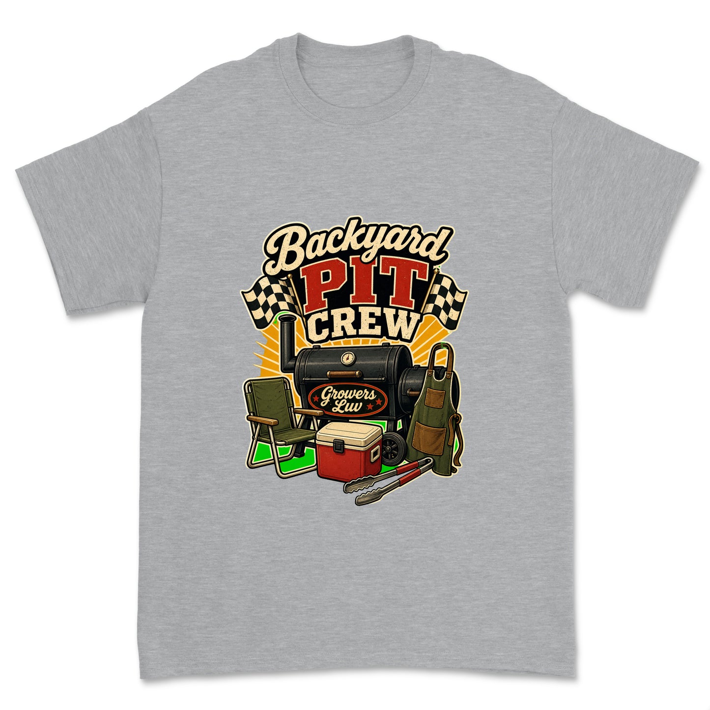 Backyard Pit Crew Men's Gildan Graphic Tee in Sport Grey Heather