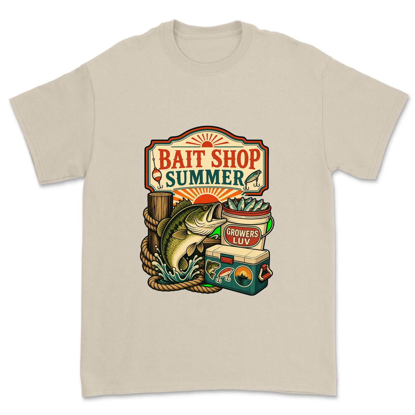 Bait Shop Summer Men's Gildan Graphic Tee in Sand
