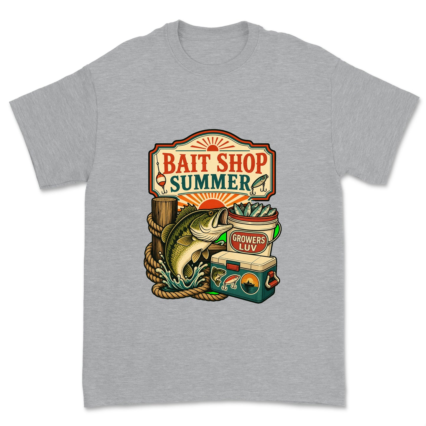 Bait Shop Summer Men's Gildan Graphic Tee in Sport Grey Heather