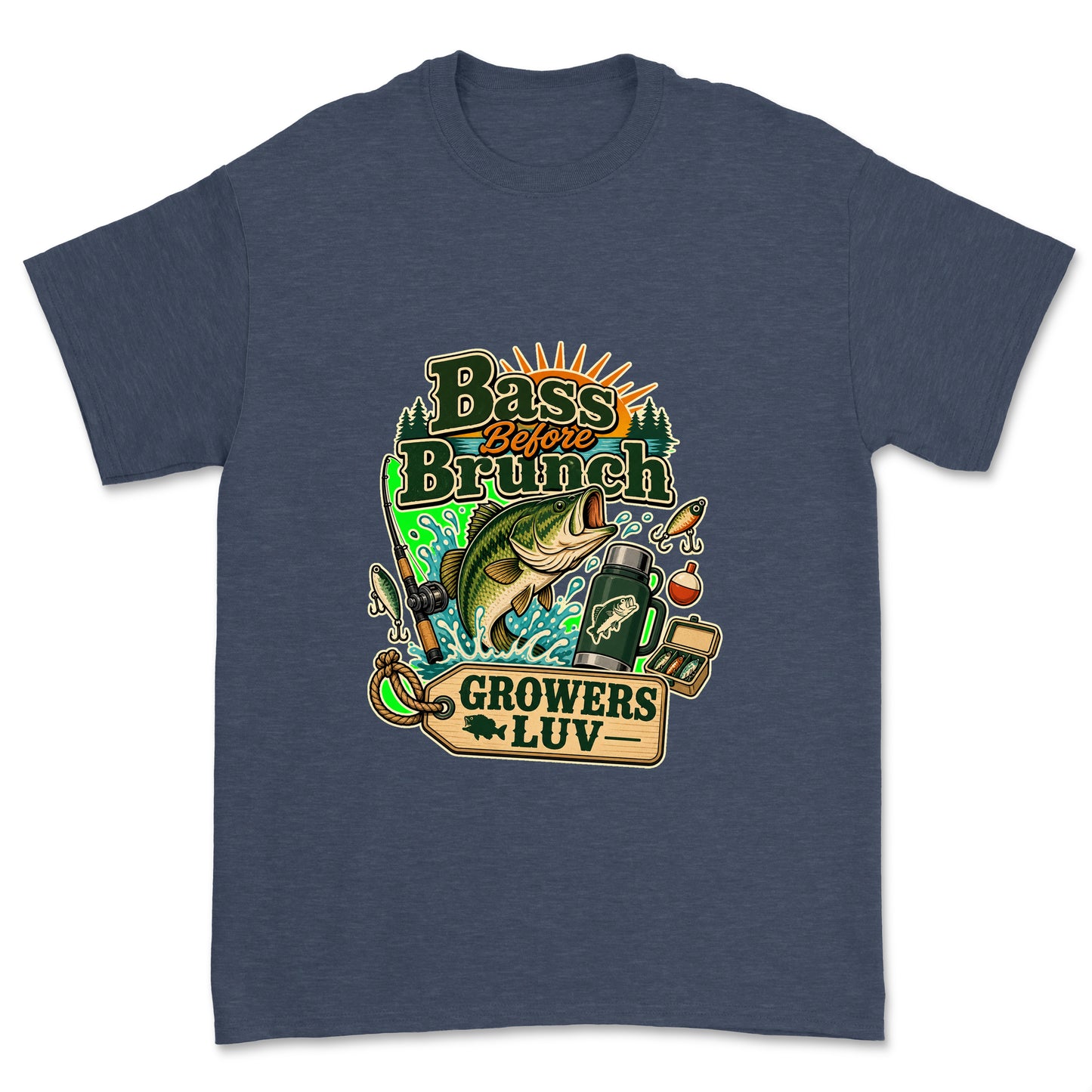 Bass Before Brunch Men's Gildan Graphic Tee in Heather Navy