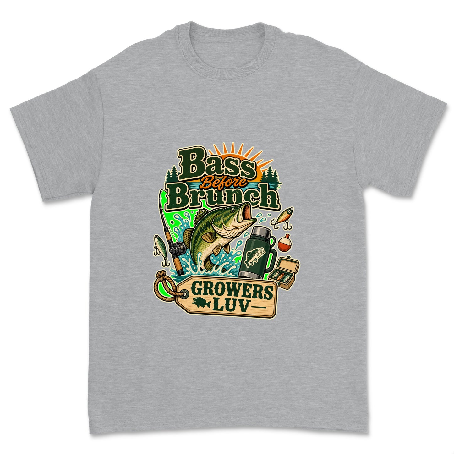 Bass Before Brunch Men's Gildan Graphic Tee in Sport Grey Heather