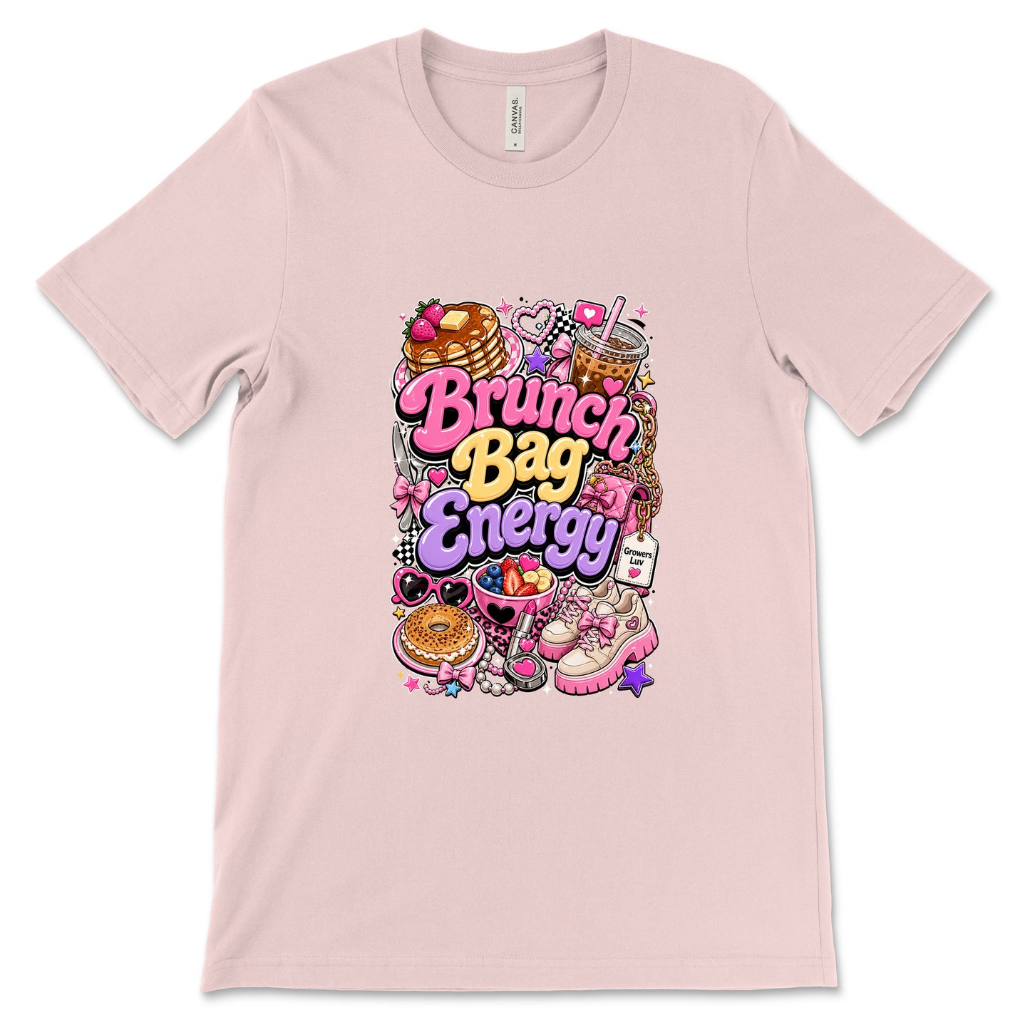 Brunch Bag Energy Women's Bella Canvas Graphic Tee in Soft Pink