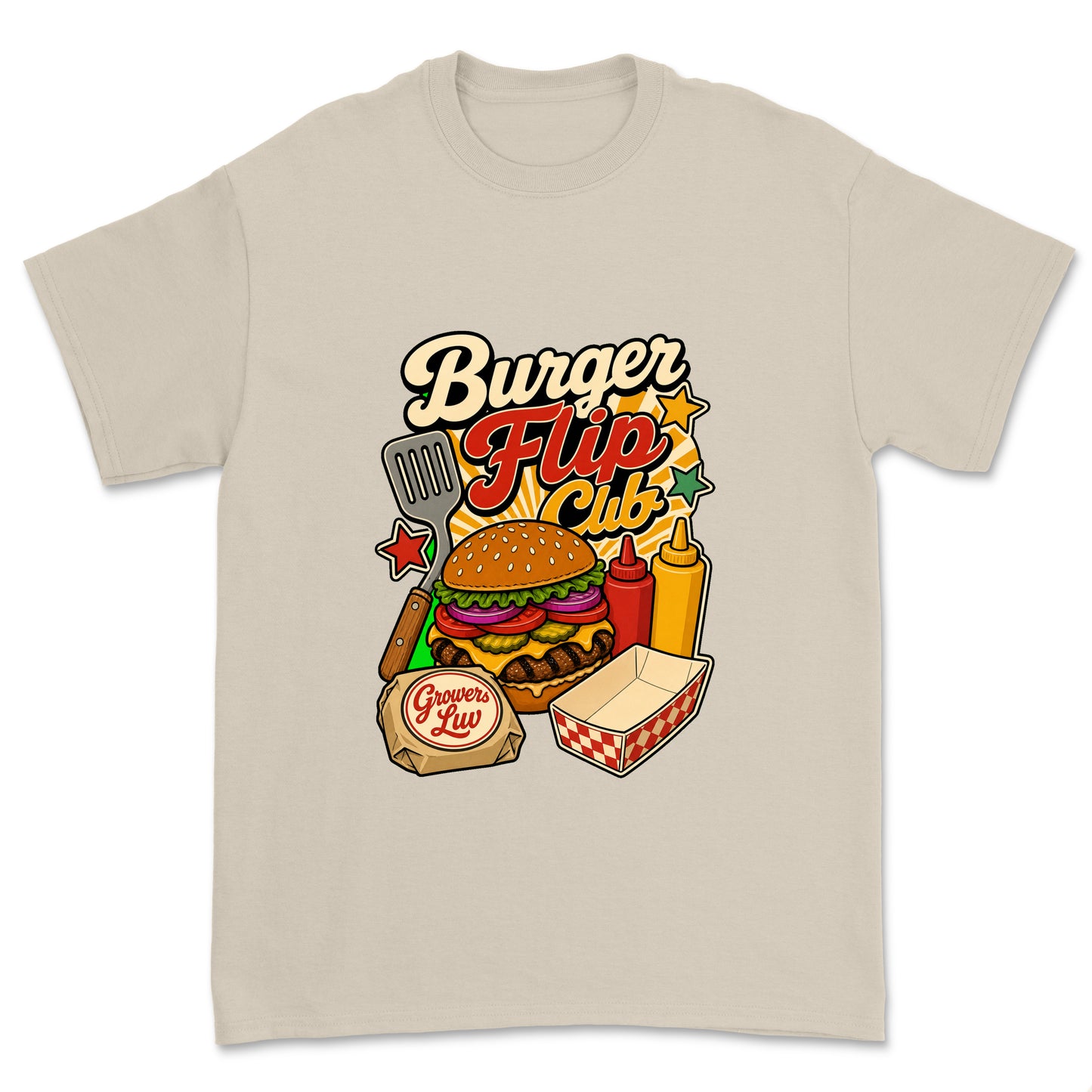 Burger Flip Club Men's Gildan Graphic Tee in Sand
