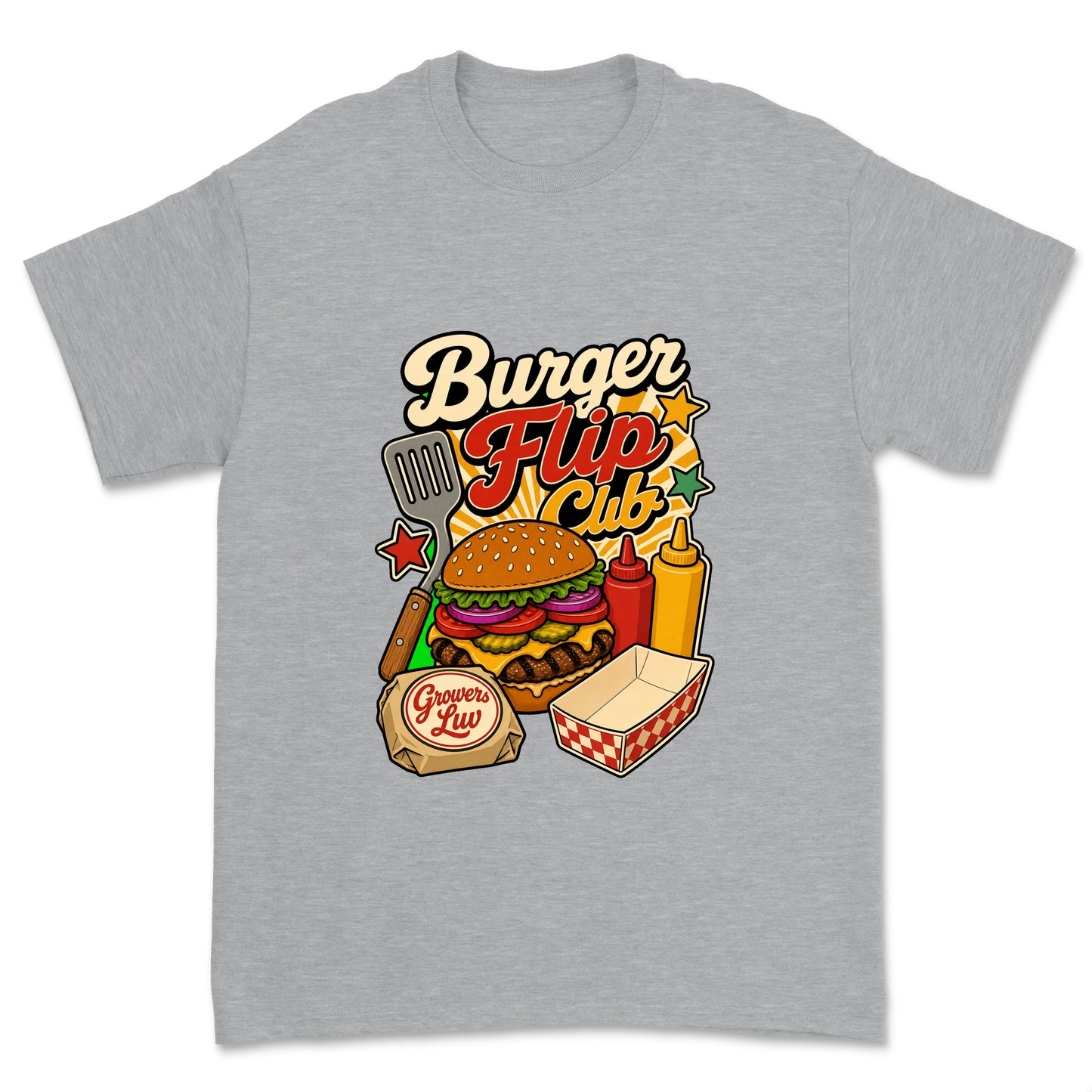 Burger Flip Club Men's Gildan Graphic Tee in Sport Grey Heather