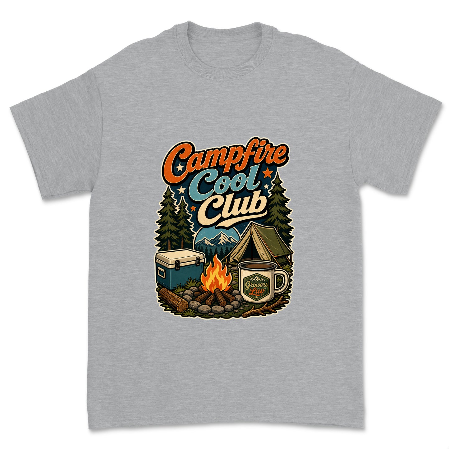 Campfire Cool Club Men's Gildan Graphic Tee in Sport Grey Heather