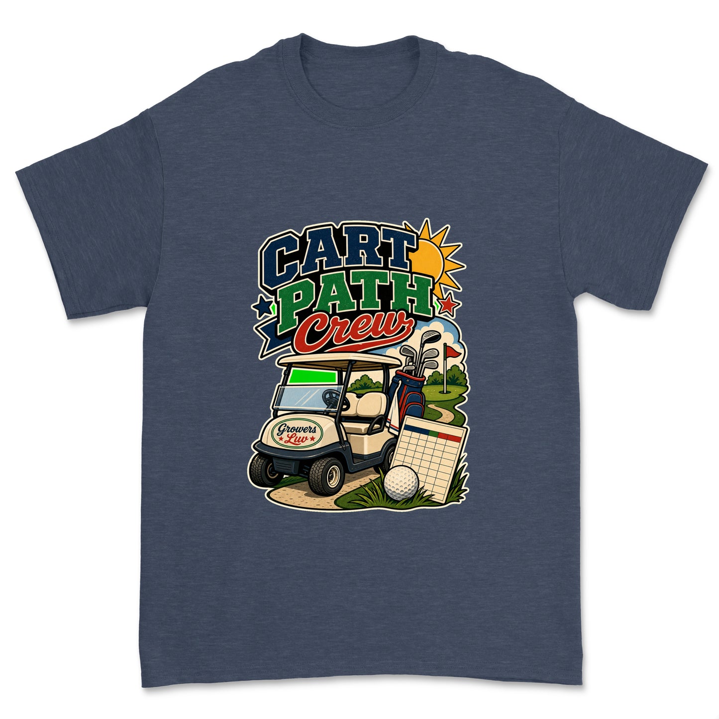 Cart Path Crew Men's Gildan Graphic Tee in Heather Navy