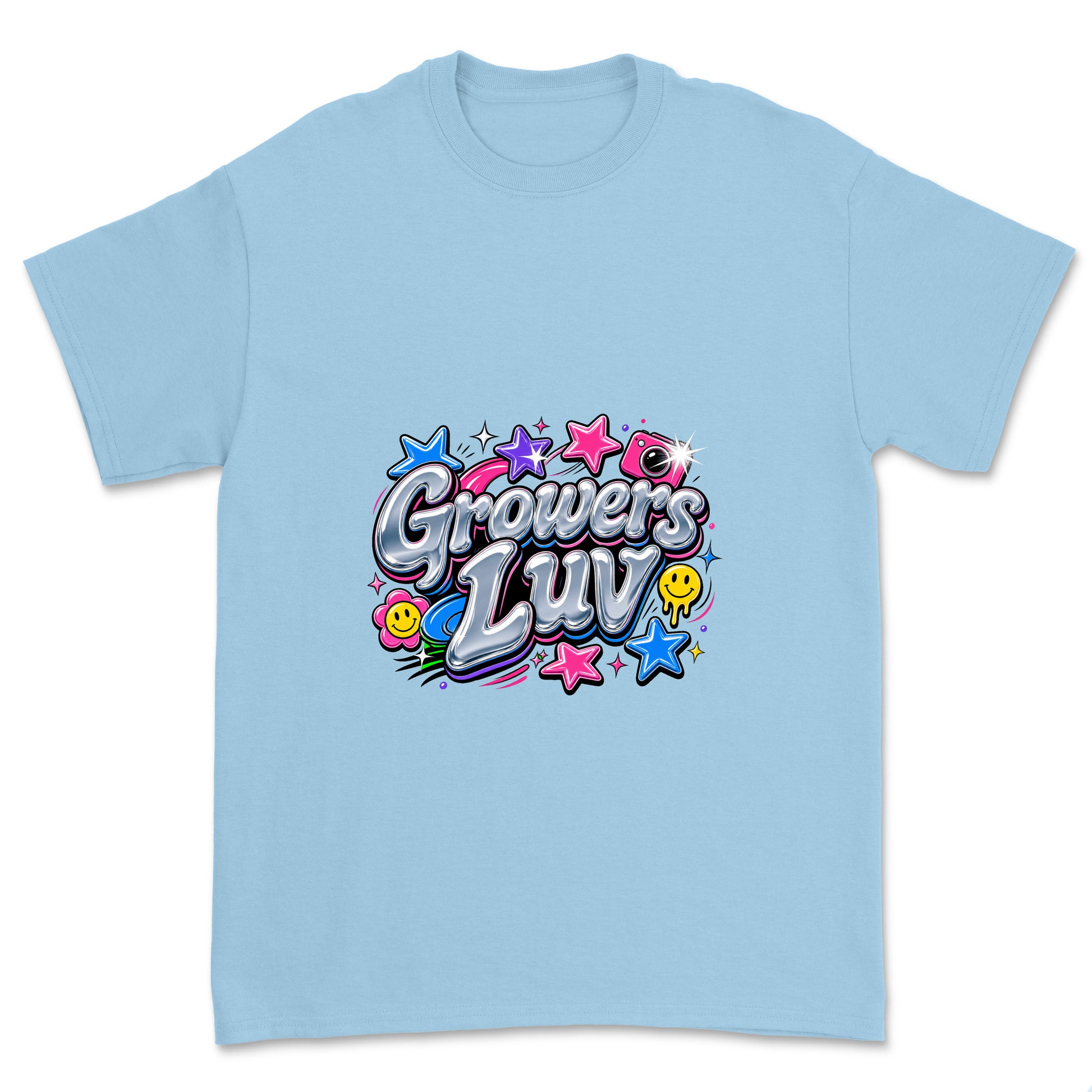 Chrome Bubble Logo Youth Graphic Tee in Light Blue