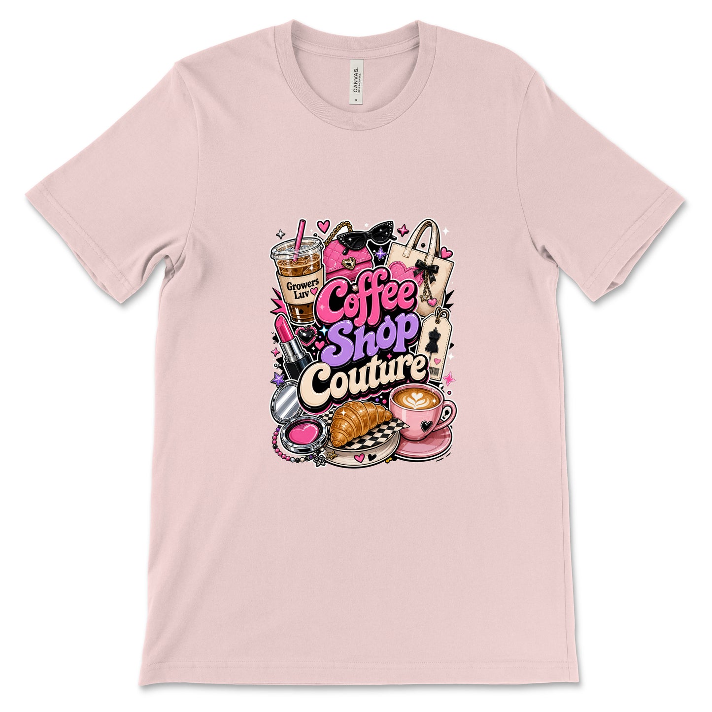 Coffee Shop Couture Women's Bella Canvas Graphic Tee in Soft Pink