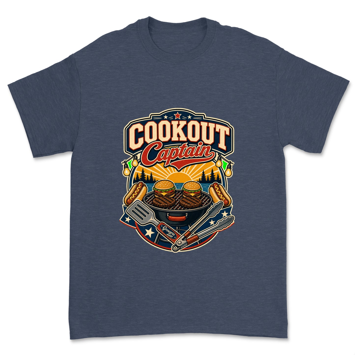 Cookout Captain Men's Gildan Graphic Tee in Heather Navy