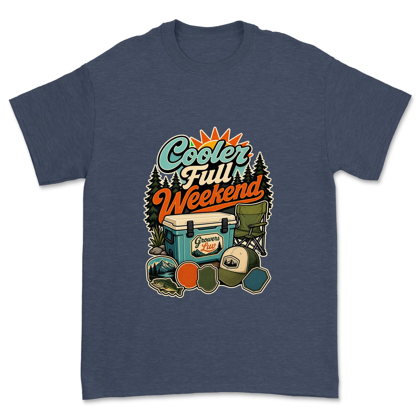 Cooler Full Weekend Men's Gildan Graphic Tee in Heather Navy