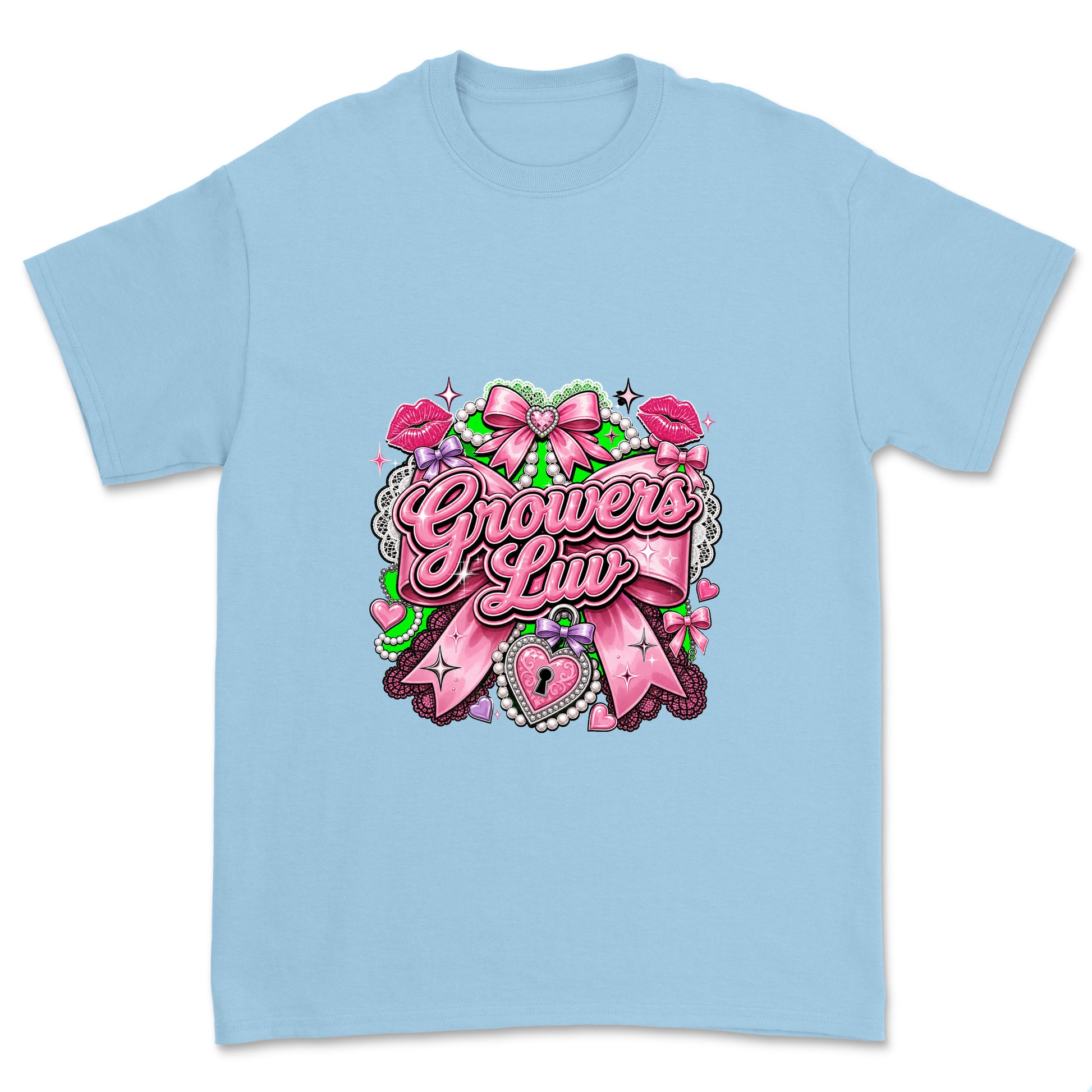 Coquette Bow Youth Graphic Tee in Light Blue