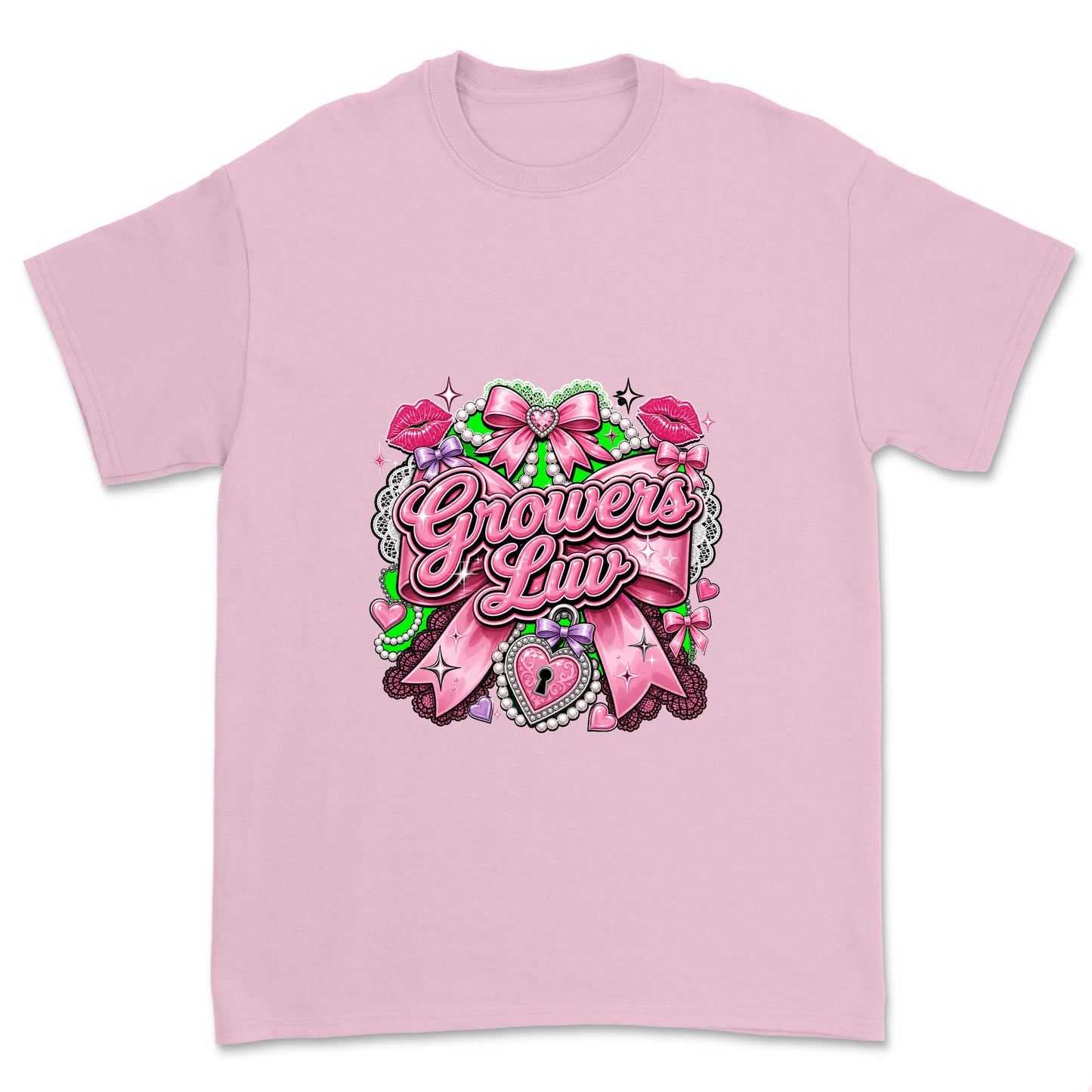 Coquette Bow Youth Graphic Tee in Light Pink
