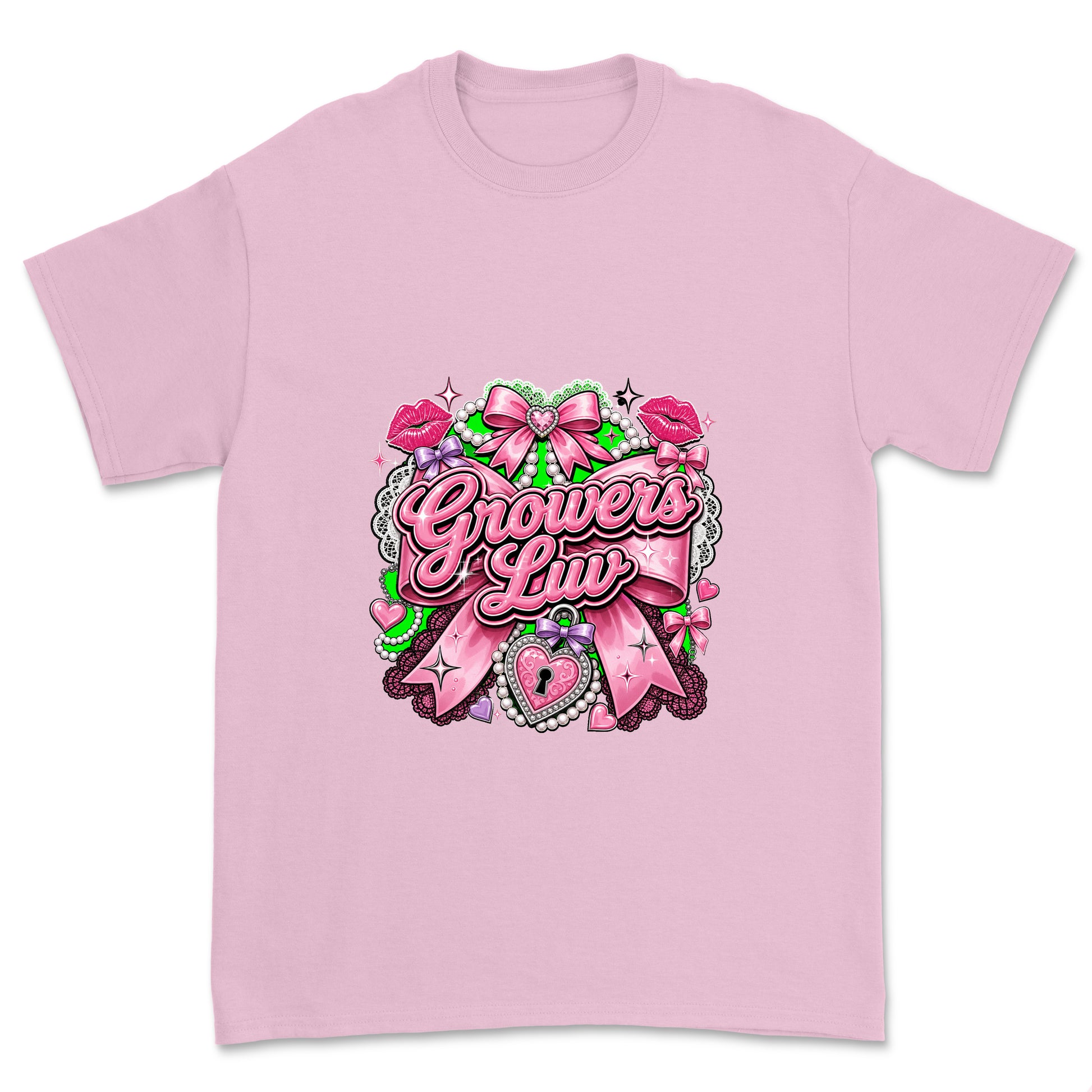 Coquette Bow Youth Graphic Tee in Light Pink