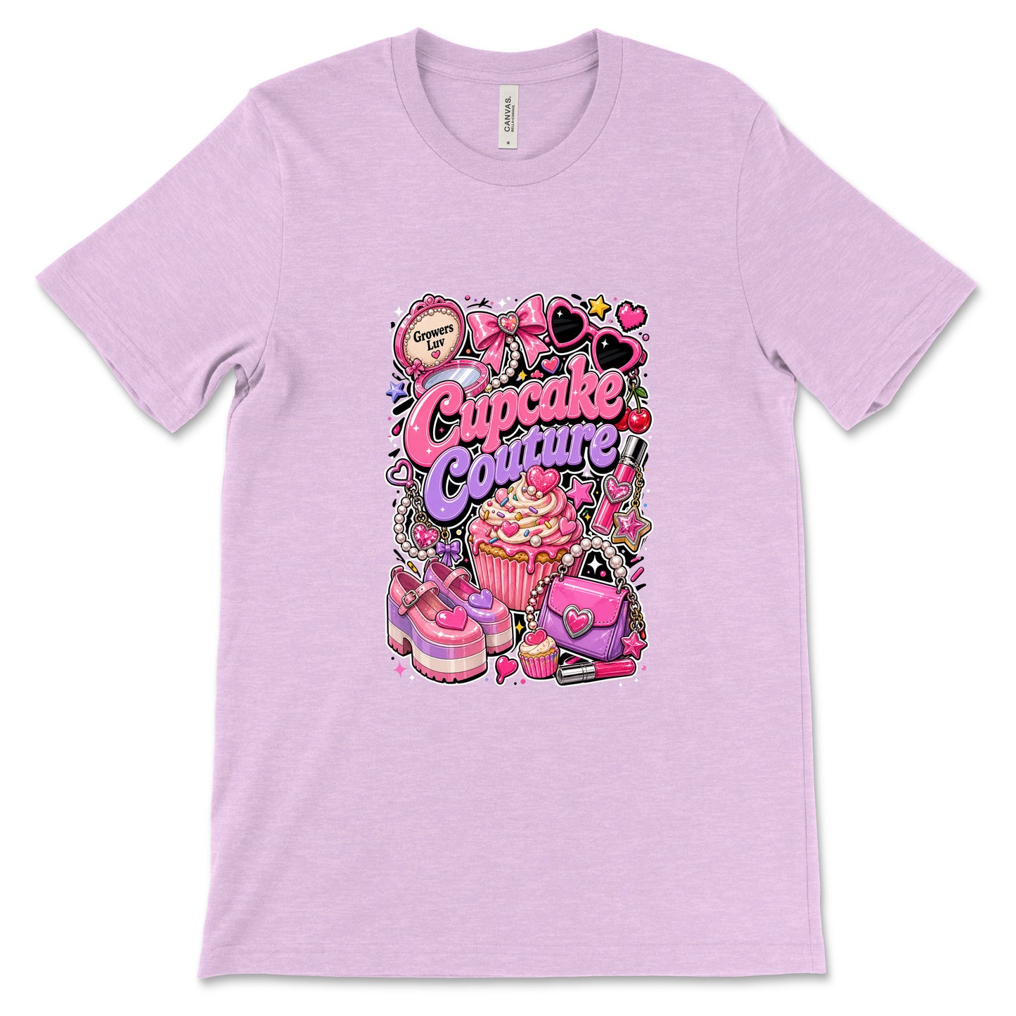 Cupcake Couture Women's Bella Canvas Graphic Tee in Heather Prism Lilac