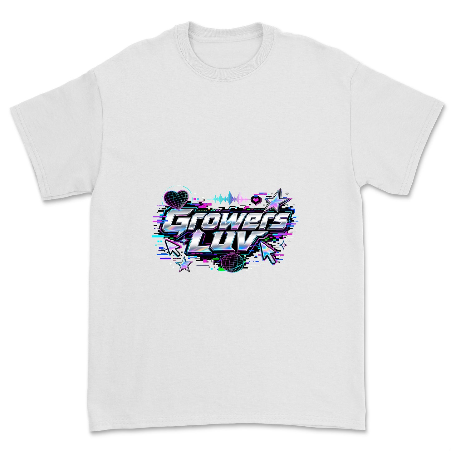 Cyber Glitch Youth Graphic Tee in White