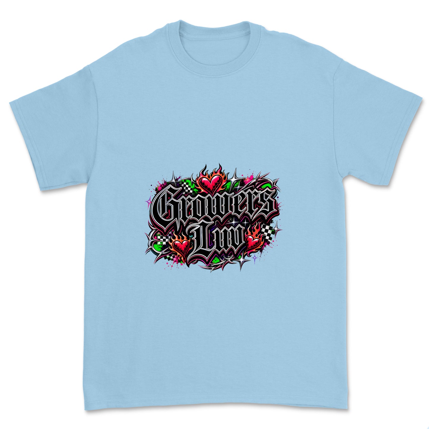 Dark Streetwear Youth Graphic Tee in Light Blue