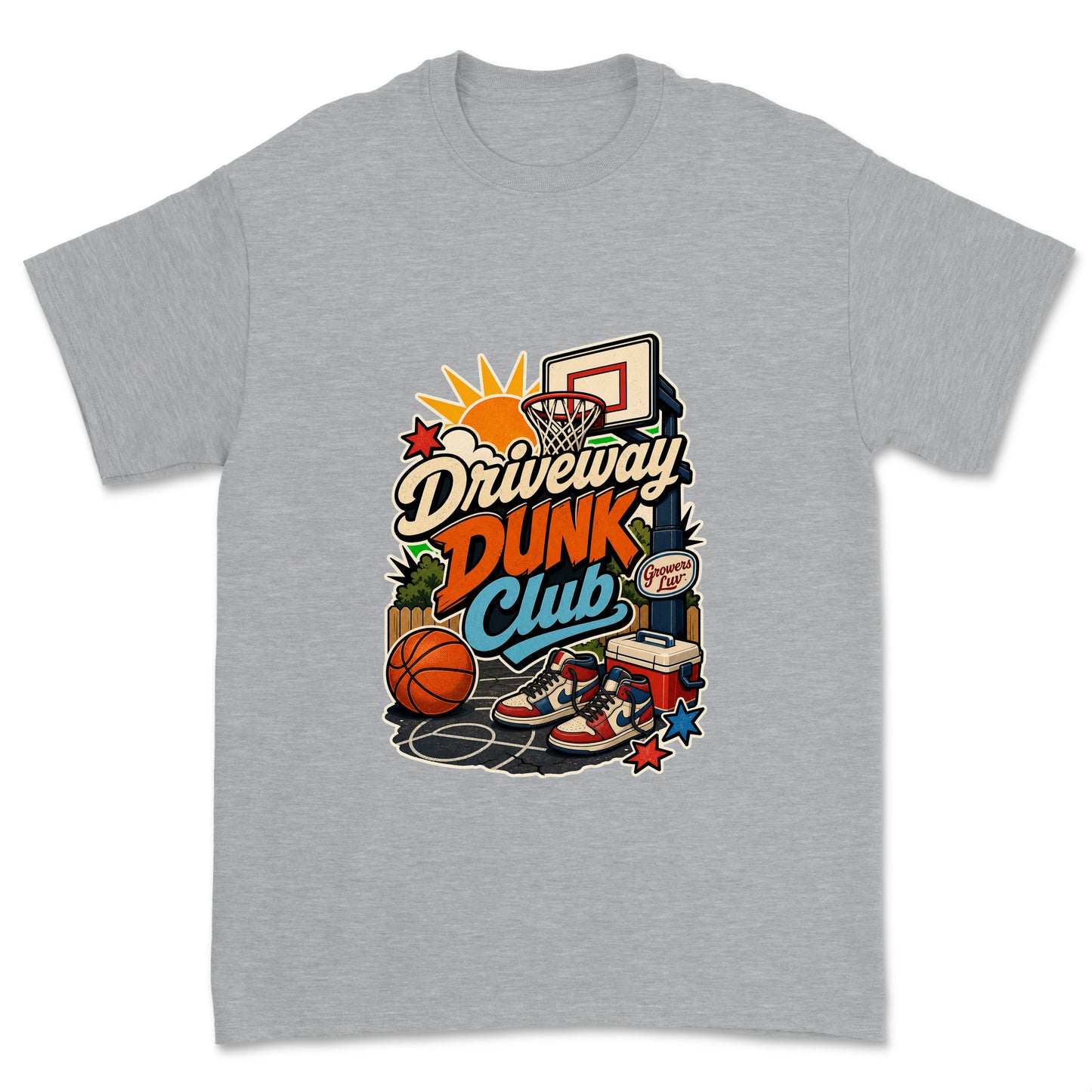 Driveway Dunk Club Men's Gildan Graphic Tee in Sport Grey Heather