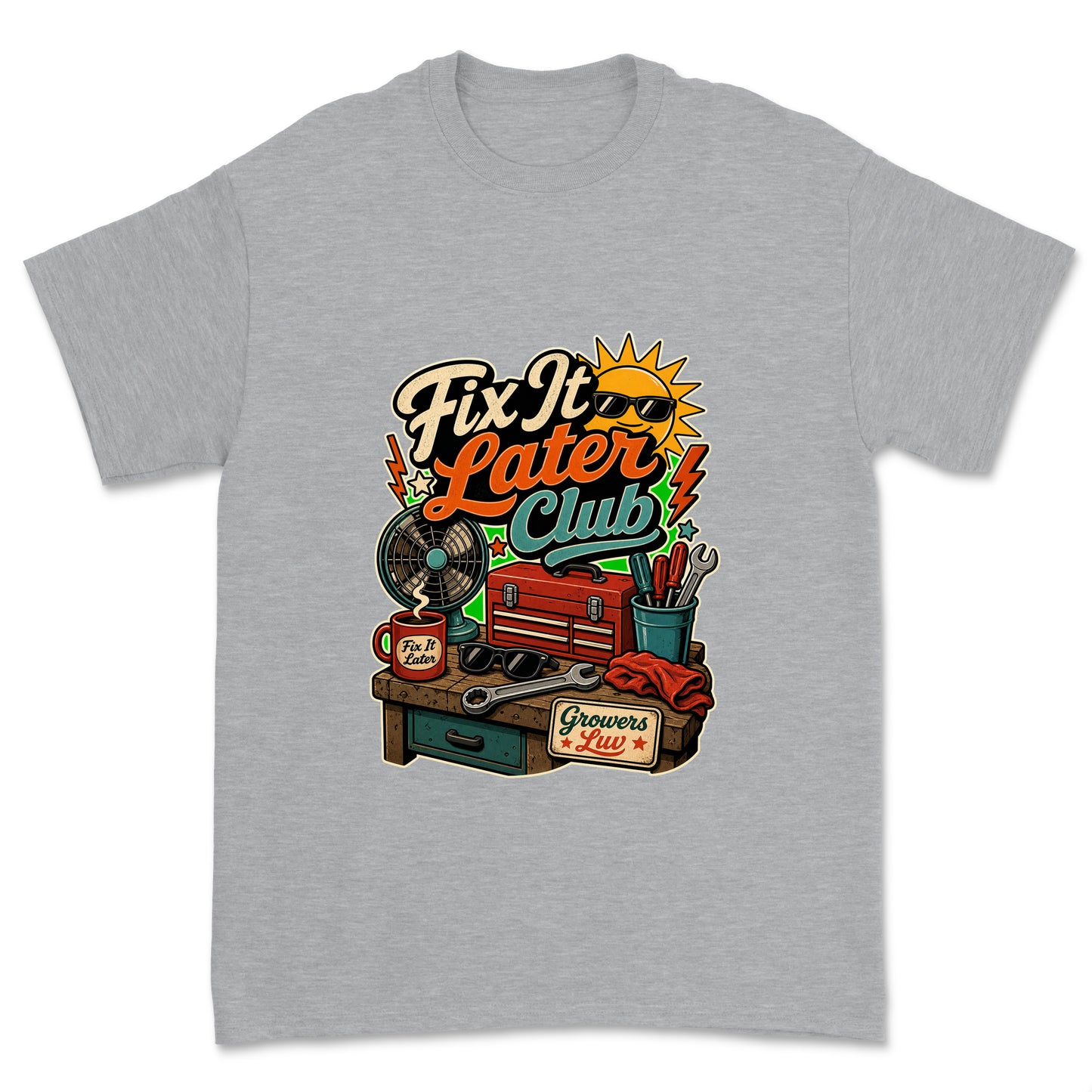 Fix It Later Club Men's Gildan Graphic Tee in Sport Grey Heather