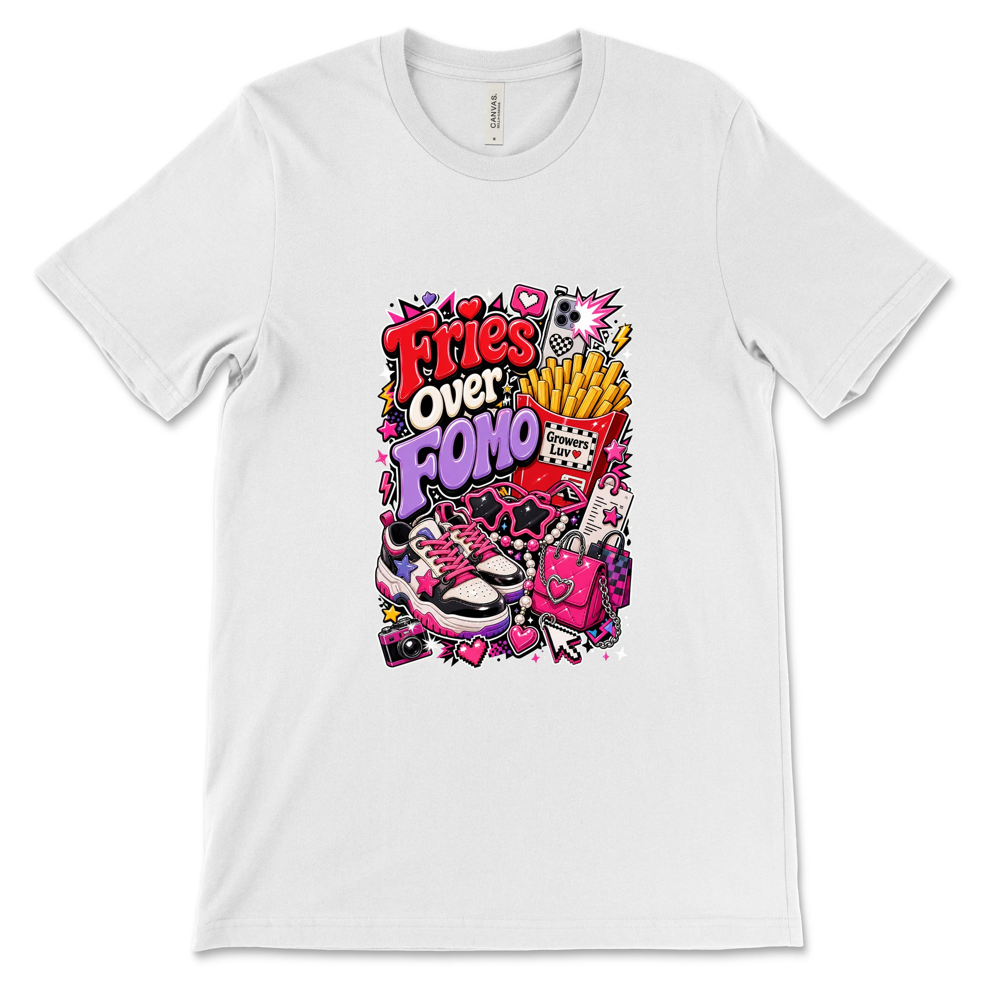Fries Over Fomo Women's Bella Canvas Graphic Tee in White