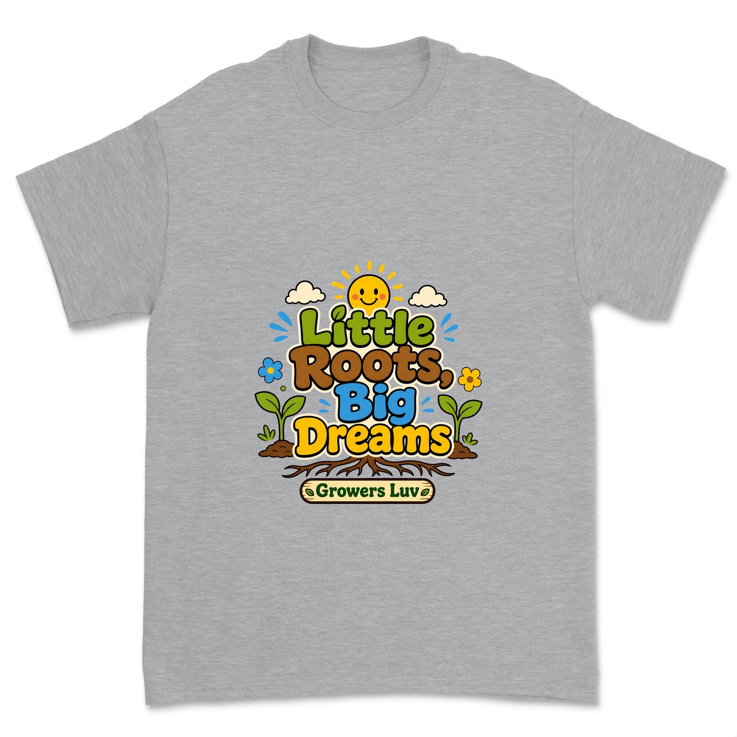 Little Roots Big Dreams V2 Youth Graphic Tee in Sport Grey Heather