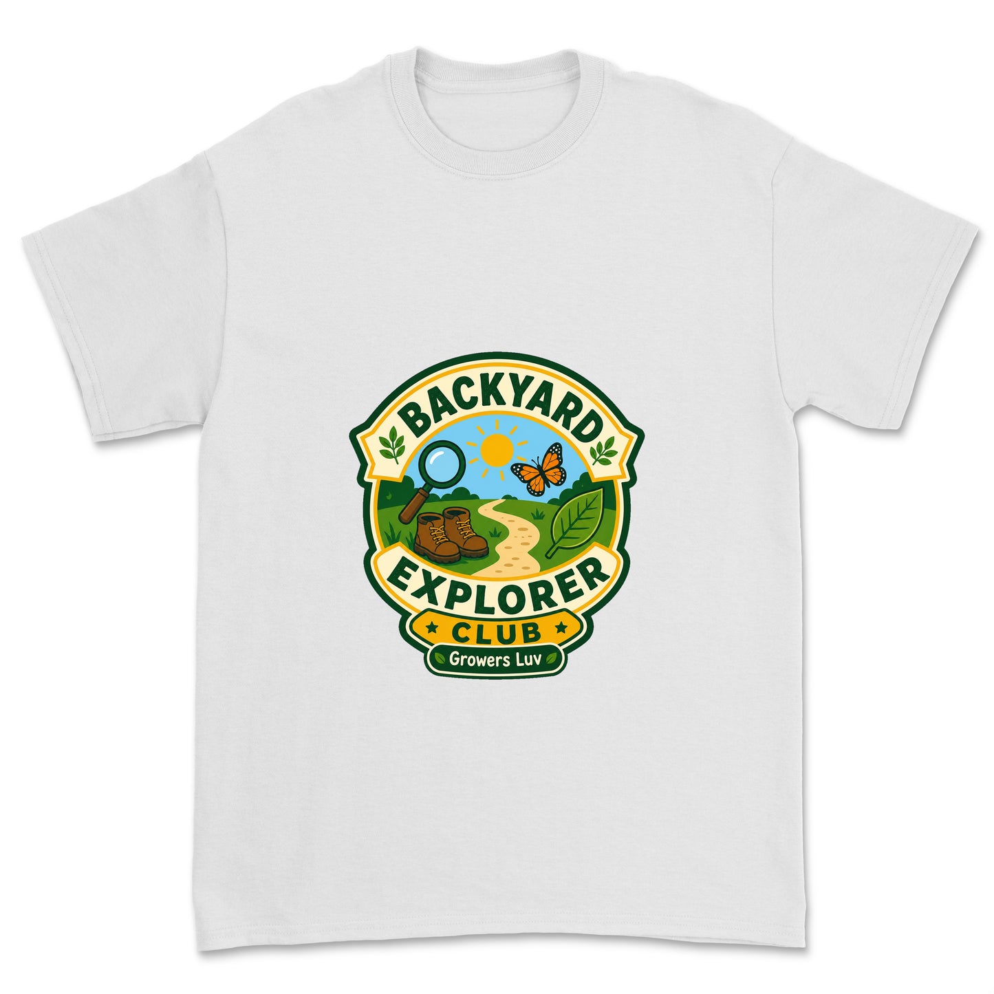 Backyard Explorer Club Youth Graphic Tee in White
