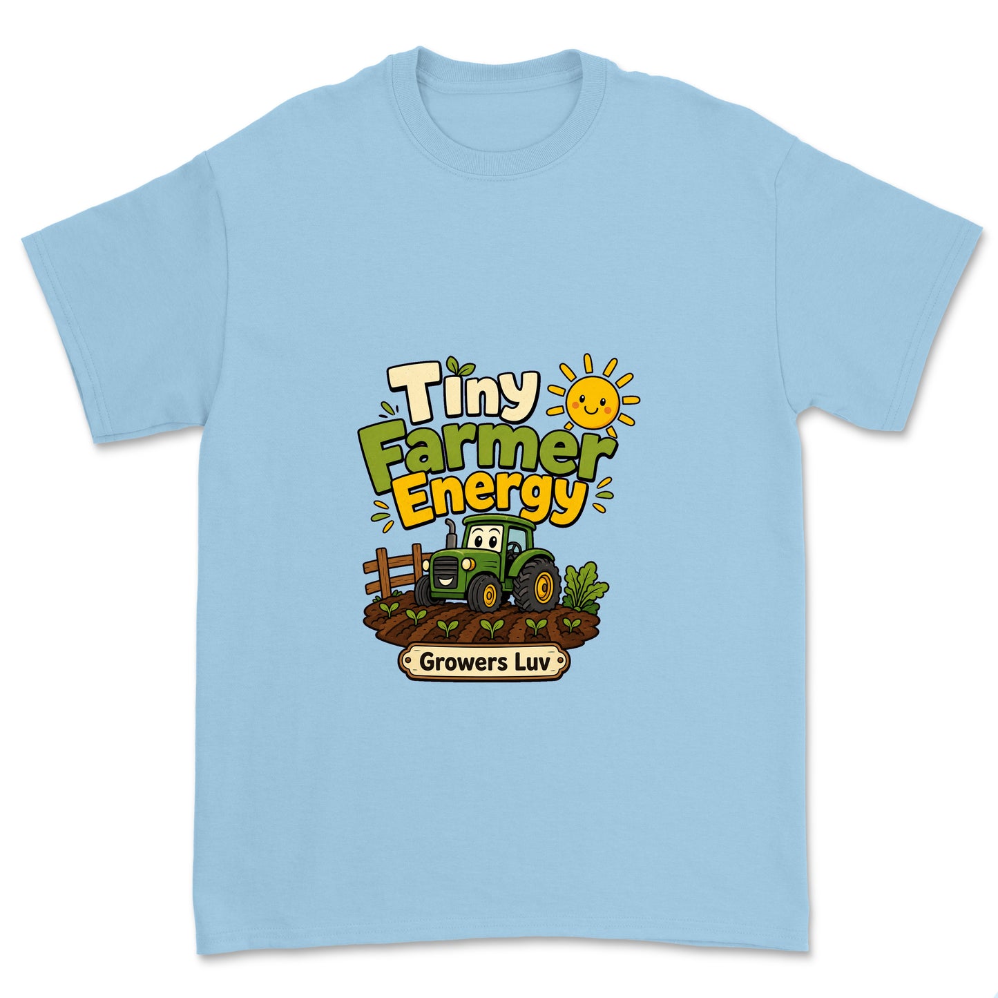 Tiny Farmer Energy Youth Graphic Tee in Light Blue