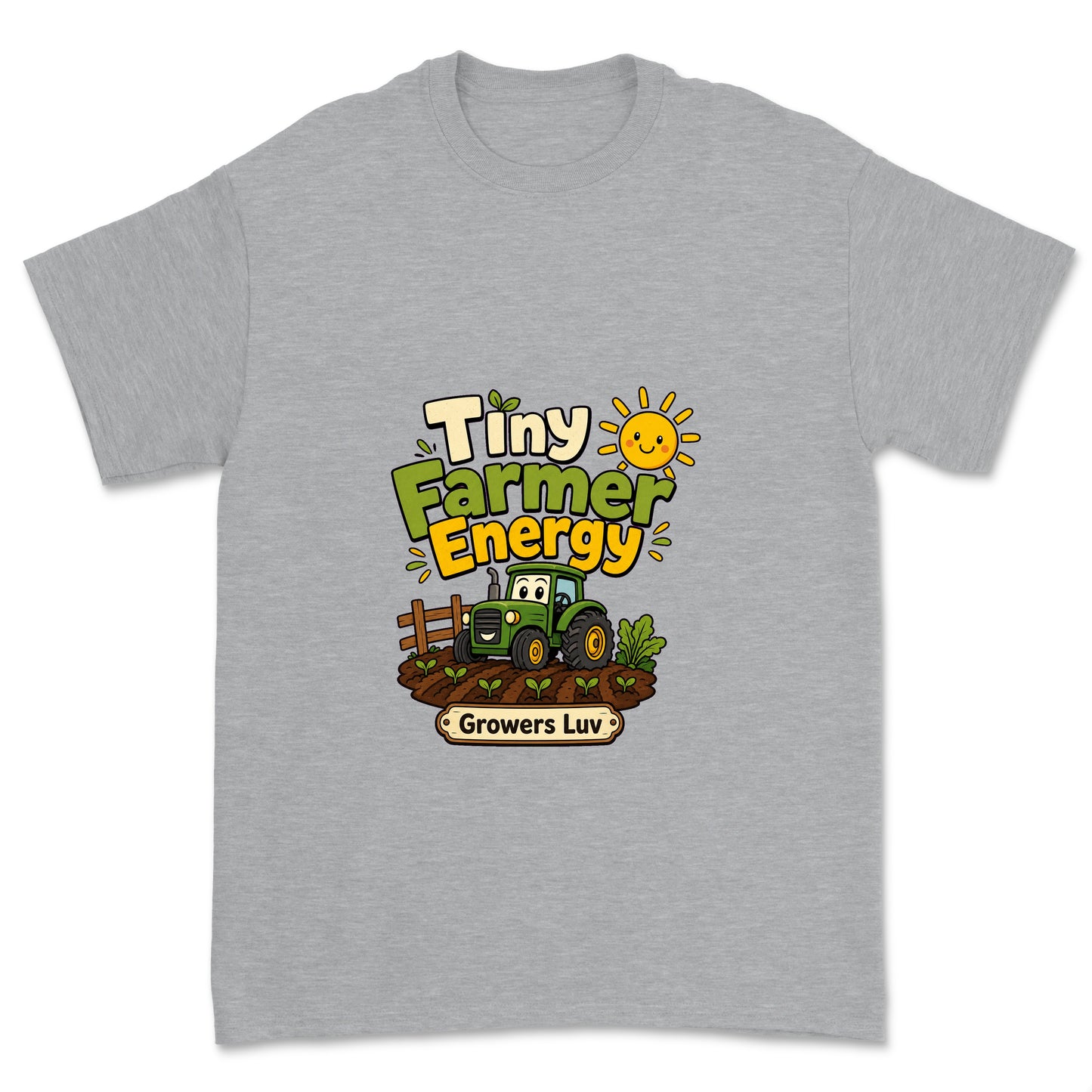Tiny Farmer Energy Youth Graphic Tee in Sport Grey Heather