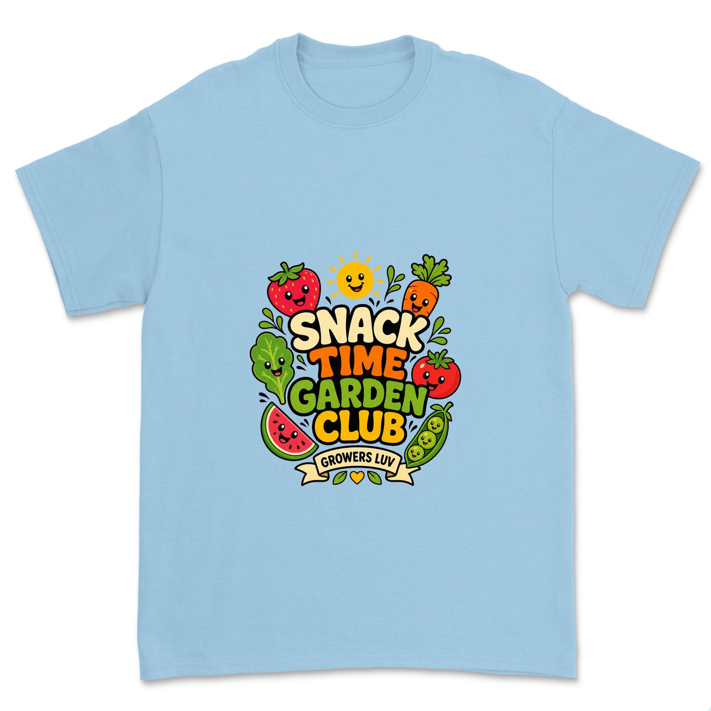 Snack Time Garden Club Youth Graphic Tee in Light Blue