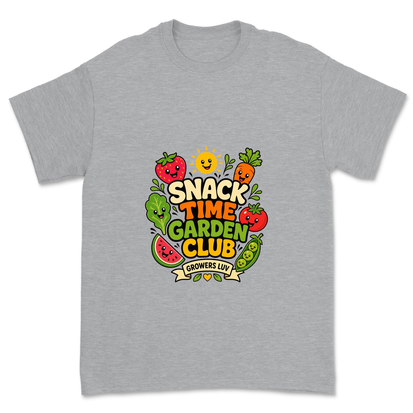 Snack Time Garden Club Youth Graphic Tee in Sport Grey Heather