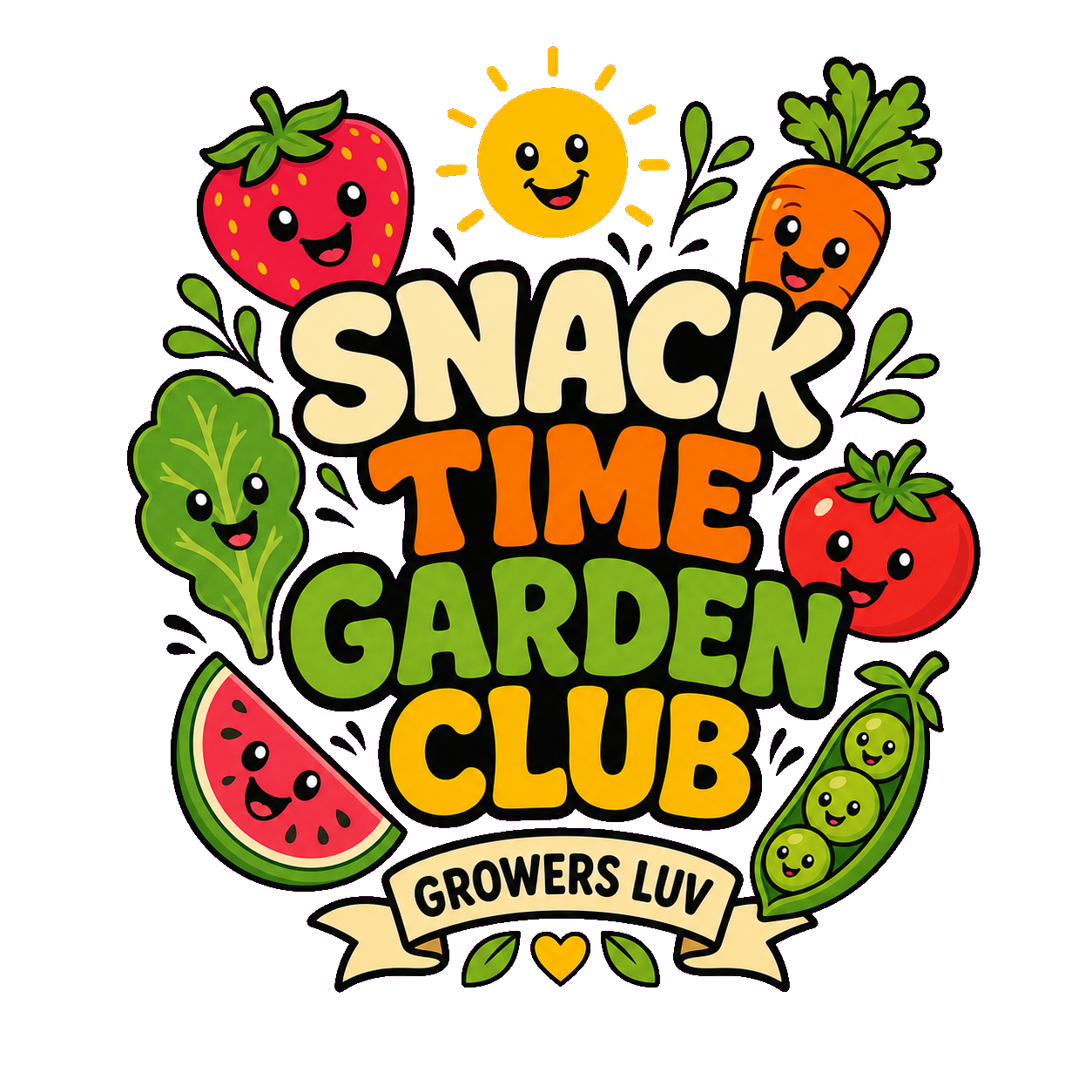 Snack Time Garden Club Youth Graphic Tee artwork detail