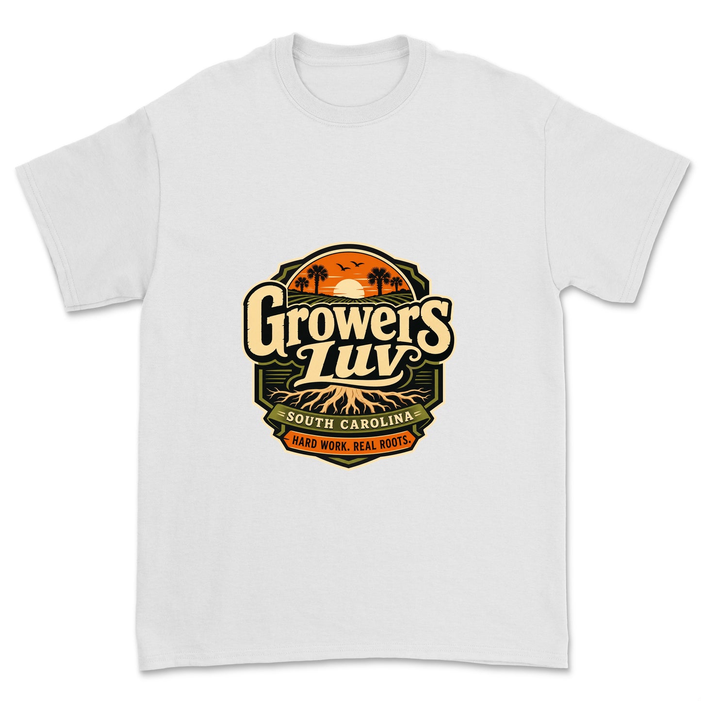 Hard Work Real Roots Men's Gildan Graphic Tee in White