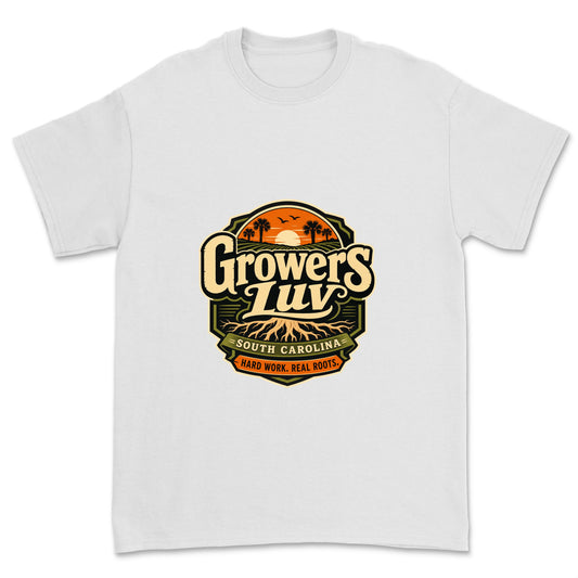 Hard Work Real Roots Men's Gildan Graphic Tee in White