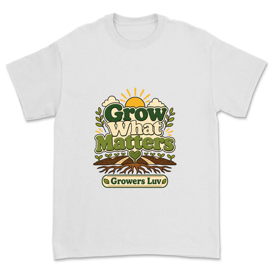 Grow What Matters Men's Gildan Graphic Tee in White