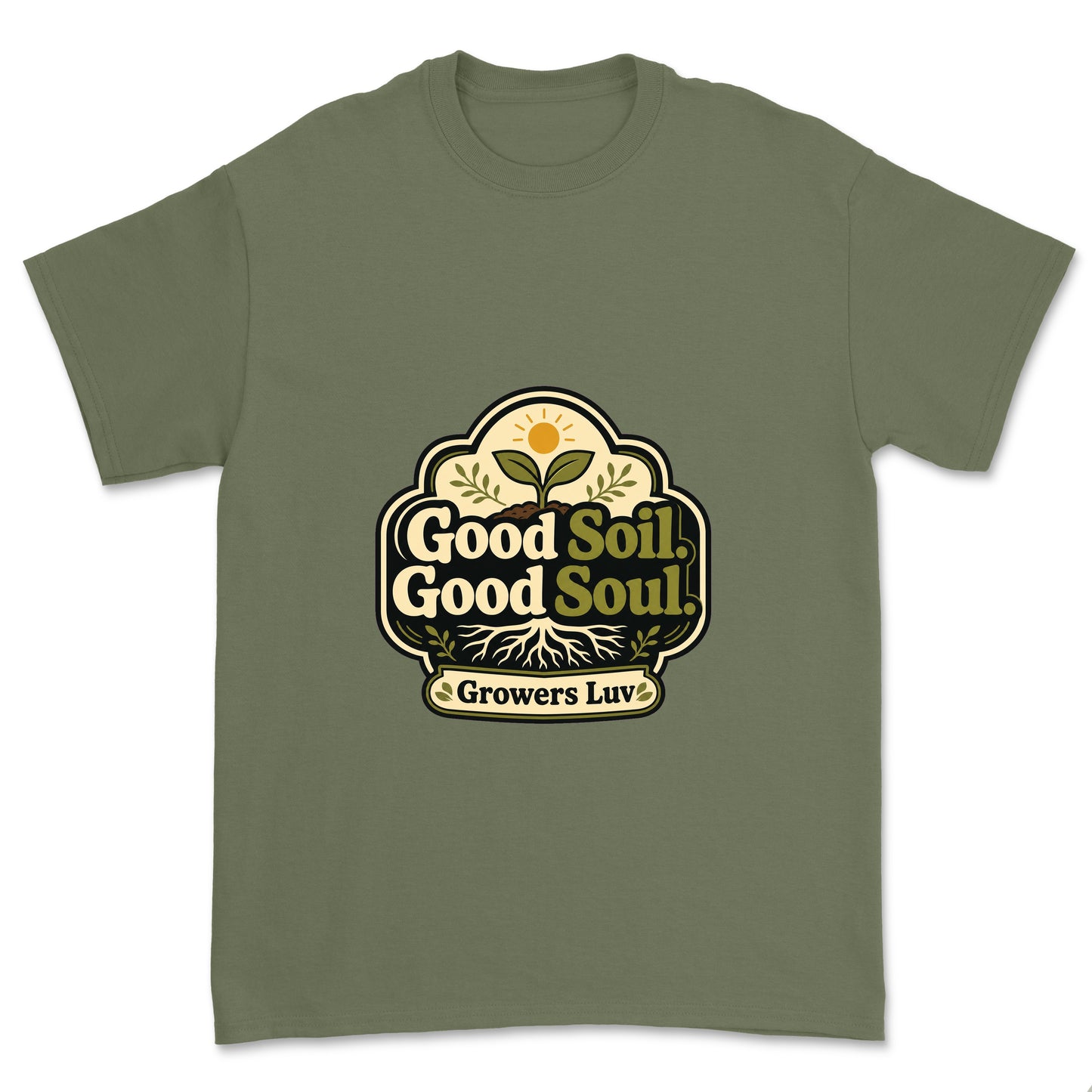 Good Soil Good Soul Men's Gildan Graphic Tee in Military Green