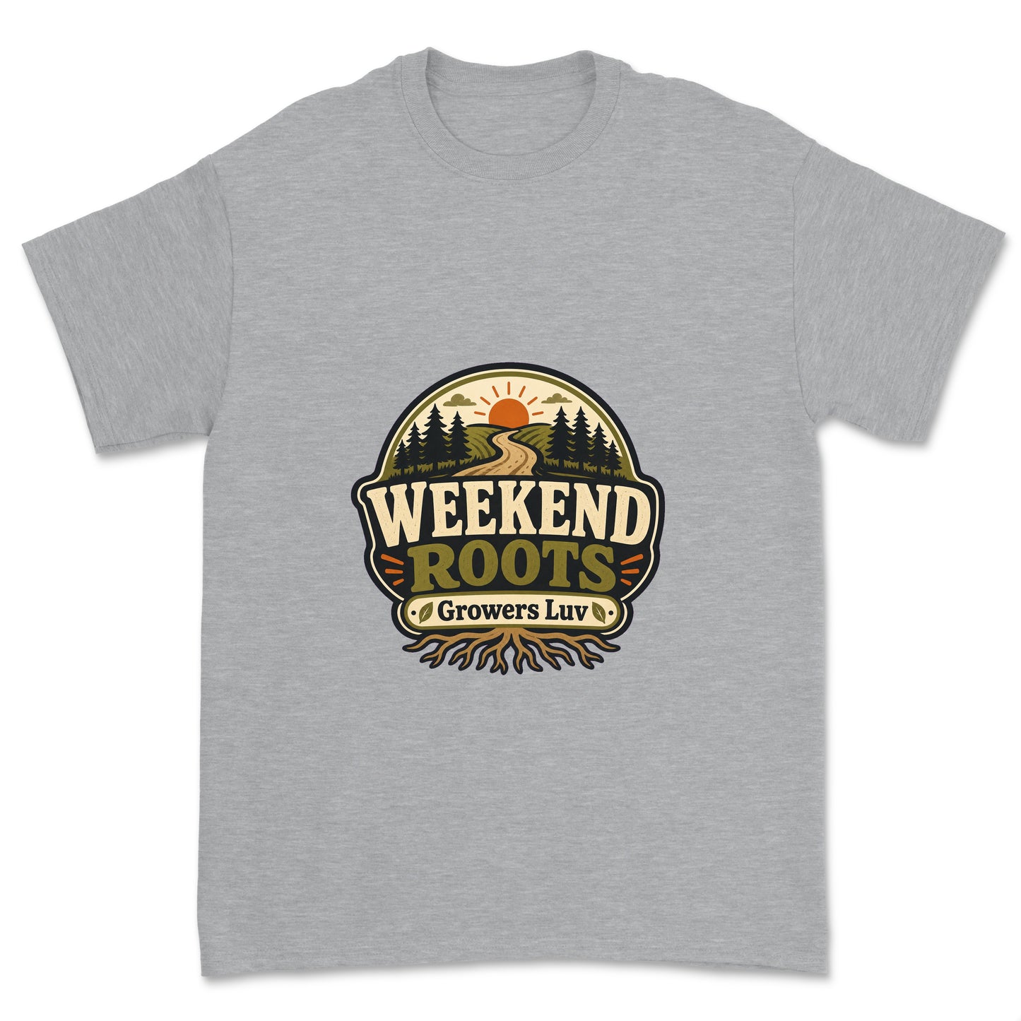 Weekend Roots Men's Gildan Graphic Tee in Sport Grey Heather