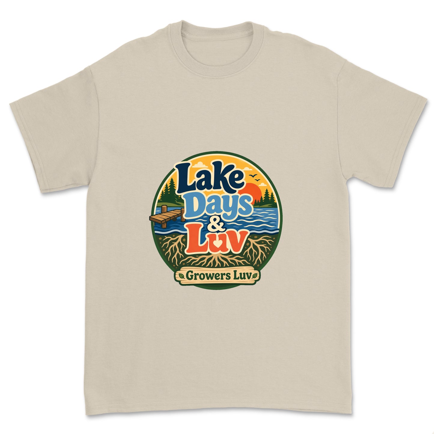 Lake Days Luv Men's Gildan Graphic Tee in Sand