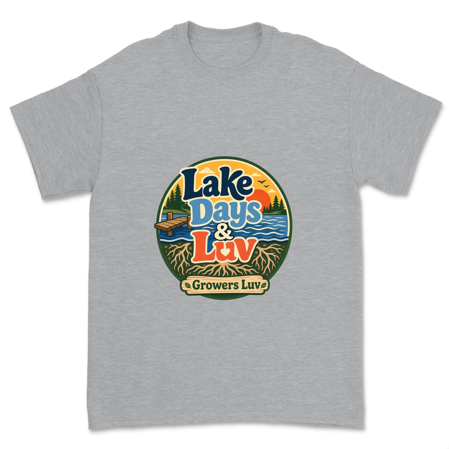 Lake Days Luv Men's Gildan Graphic Tee in Sport Grey Heather