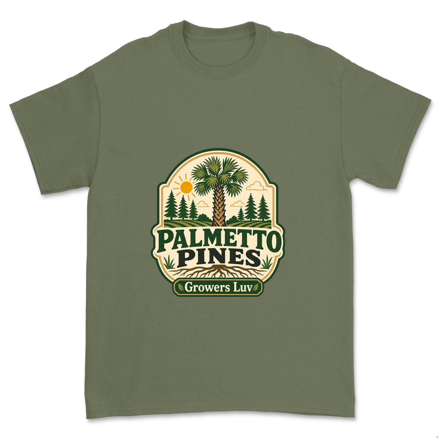 Palmetto Pines Men's Gildan Graphic Tee in Military Green
