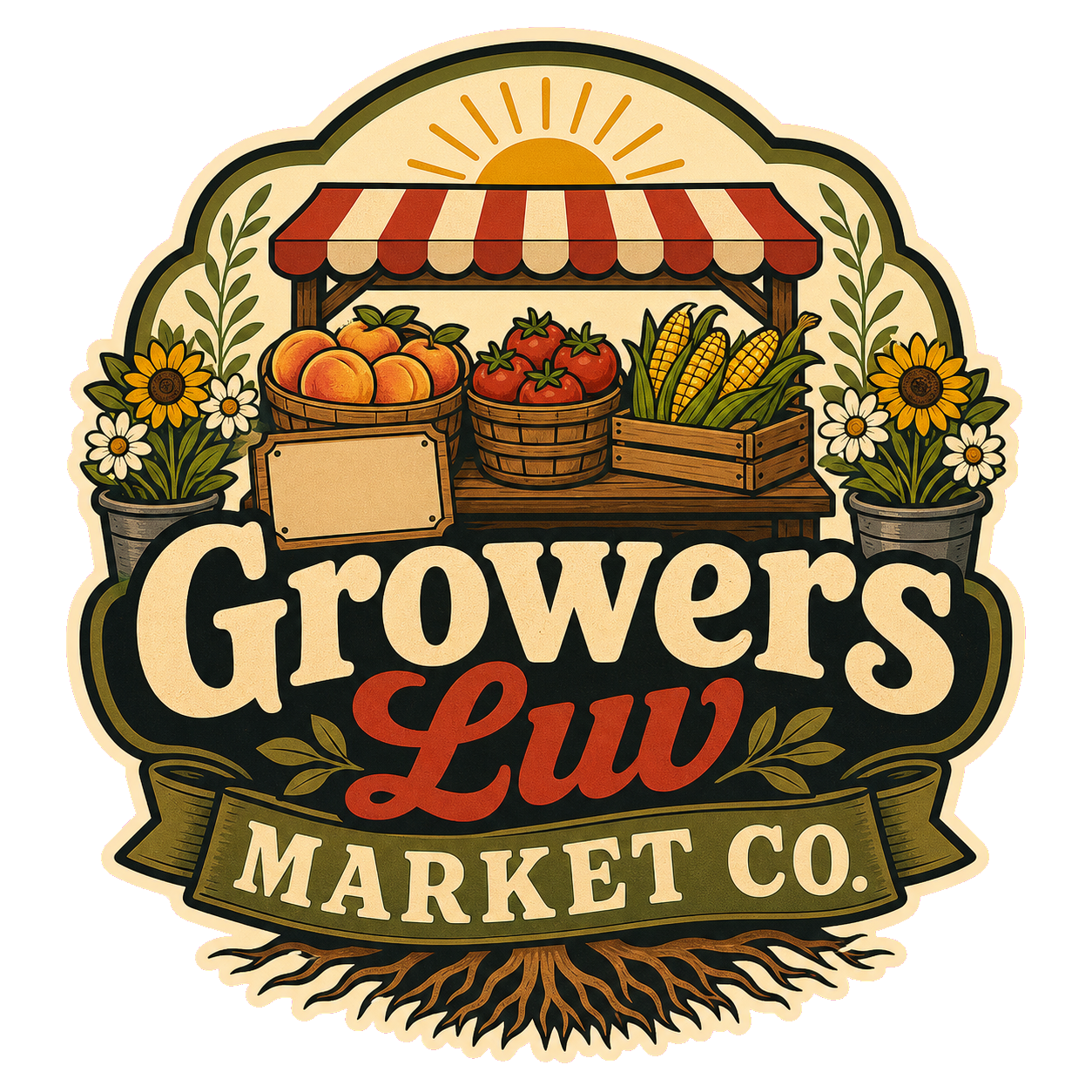 Growers Luv Market Co Men's Gildan Graphic Tee artwork detail