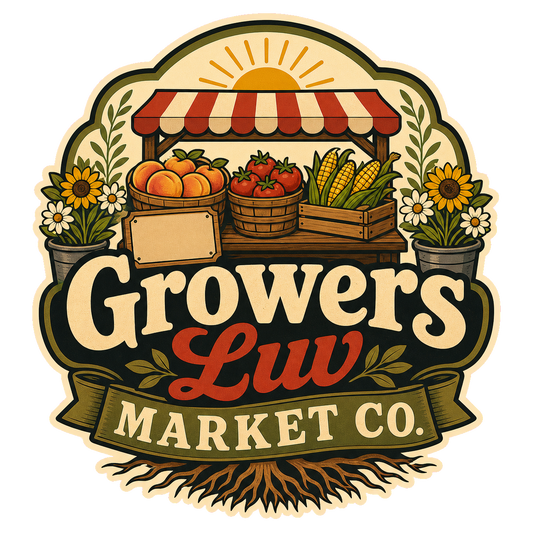 Growers Luv Market Co Men's Gildan Graphic Tee artwork detail